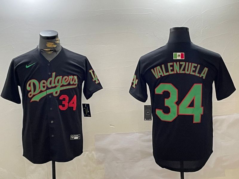 Men Los Angeles Dodgers 34 Valenzuela Black Game 2024 Nike MLB Jersey style 1205